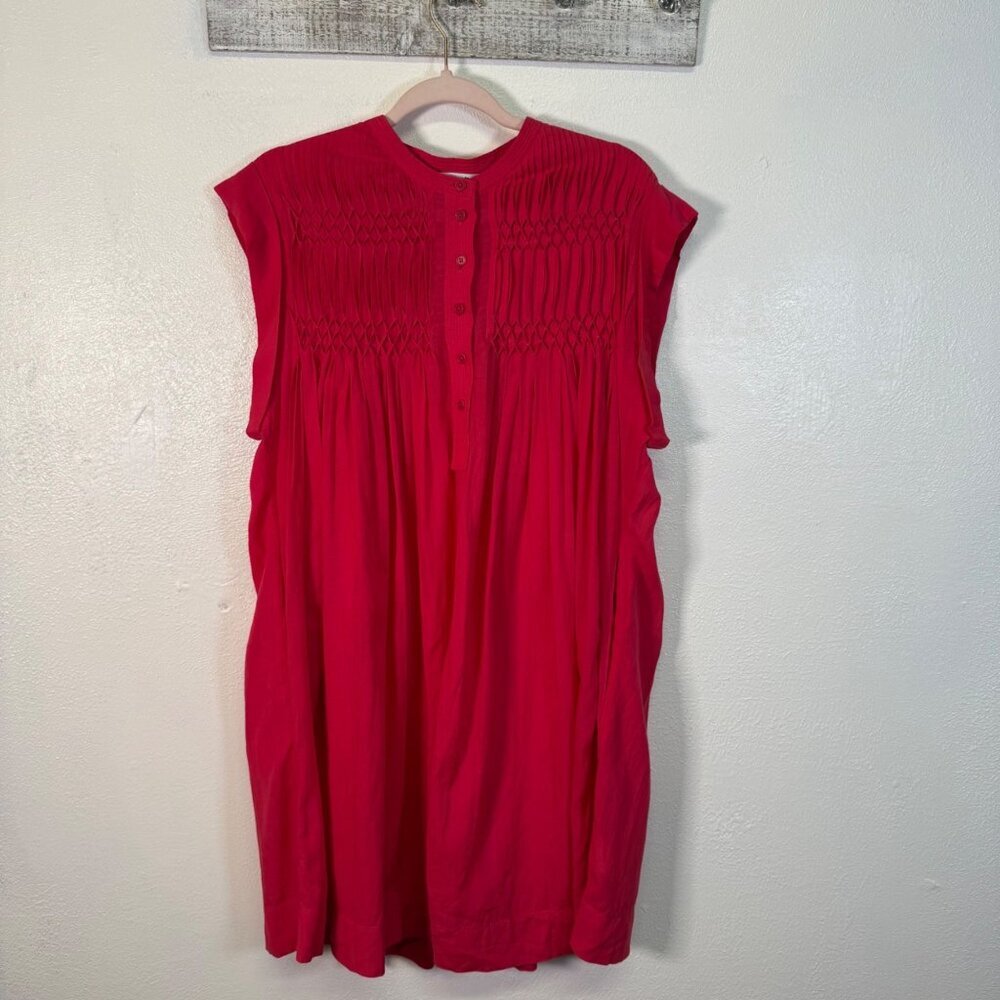 NWT Madewell Embroidered Donna Pleated Mini Dress Watermelon sz medium Pockets - Picture 3 of 16